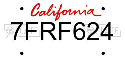 7FRF624 California License Plate