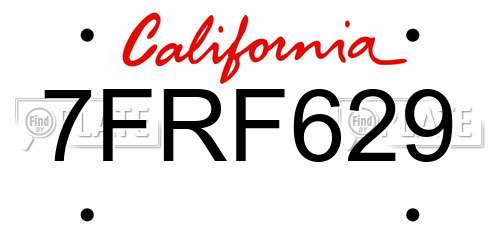 7FRF629 California License Plate