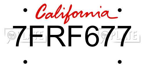 7FRF677 California License Plate
