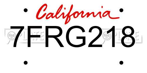 7FRG218 California License Plate