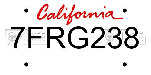 7FRG238 California License Plate
