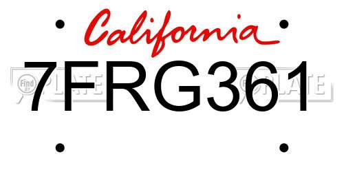 7FRG361 California License Plate
