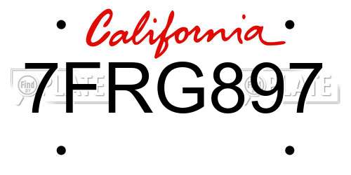7FRG897 California License Plate