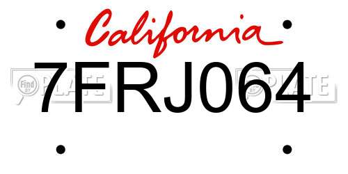 7FRJ064 California License Plate