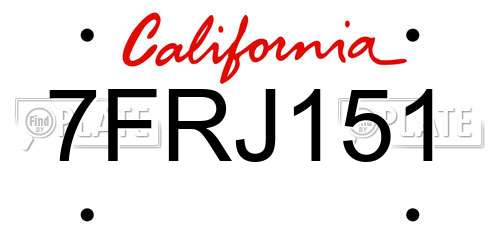 7FRJ151 California License Plate