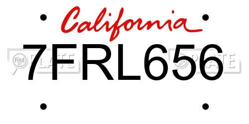 7FRL656 California License Plate