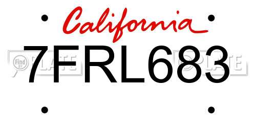 7FRL683 California License Plate