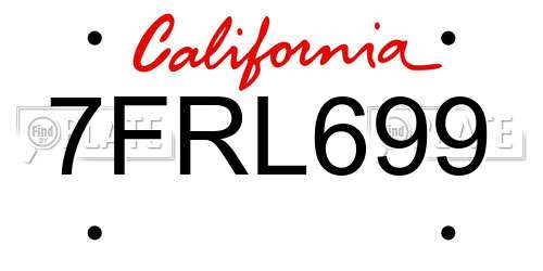 7FRL699 California License Plate