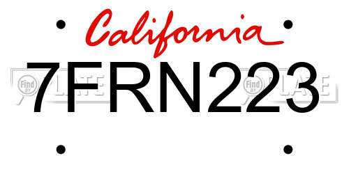 7FRN223 California License Plate