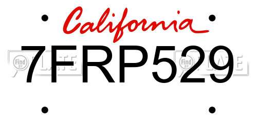 7FRP529 California License Plate