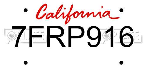 7FRP916 California License Plate