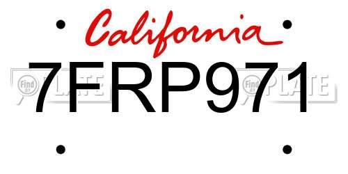 7FRP971 California License Plate