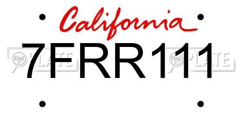 7FRR111 California License Plate