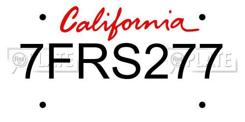 7FRS277 California License Plate