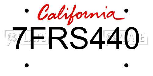 7FRS440 California License Plate