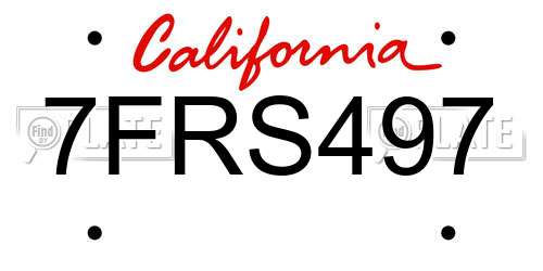 7FRS497 California License Plate