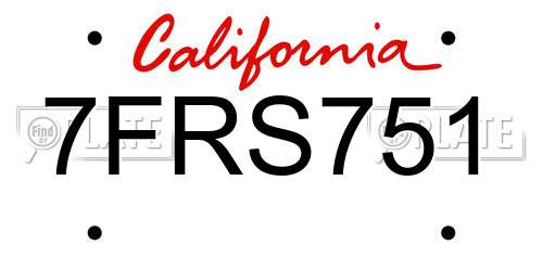 7FRS751 California License Plate