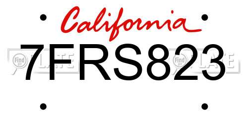 7FRS823 California License Plate