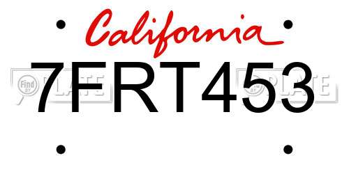 7FRT453 California License Plate