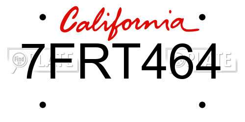 7FRT464 California License Plate