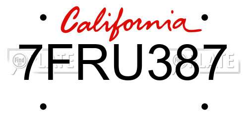7FRU387 California License Plate