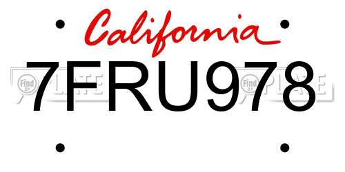 7FRU978 California License Plate