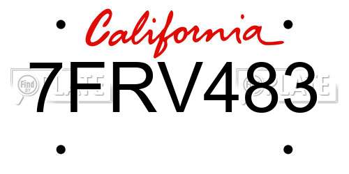 7FRV483 California License Plate