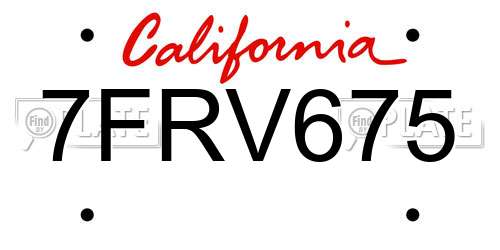 7FRV675 California License Plate