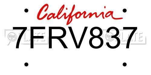 7FRV837 California License Plate