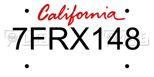 7FRX148 California License Plate