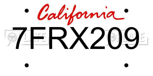7FRX209 California License Plate