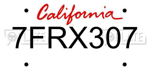 7FRX307 California License Plate