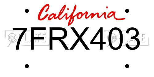7FRX403 California License Plate