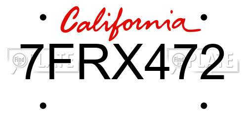 7FRX472 California License Plate