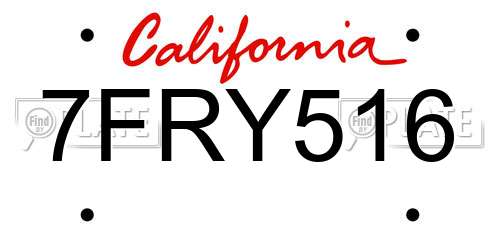 7FRY516 California License Plate