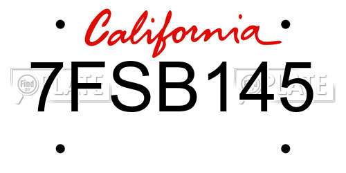 7FSB145 California License Plate