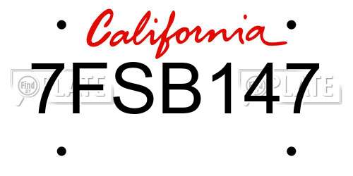 7FSB147 California License Plate