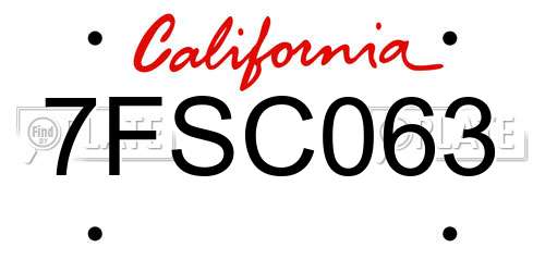 7FSC063 California License Plate