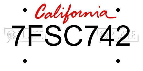 7FSC742 California License Plate