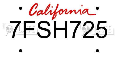 7FSH725 California License Plate