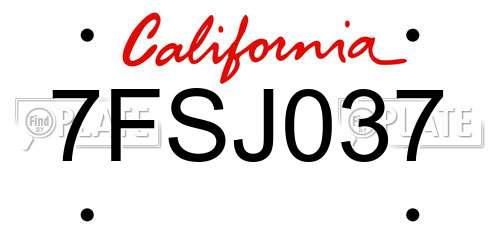 7FSJ037 California License Plate
