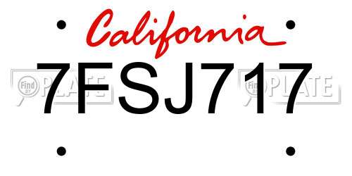 7FSJ717 California License Plate