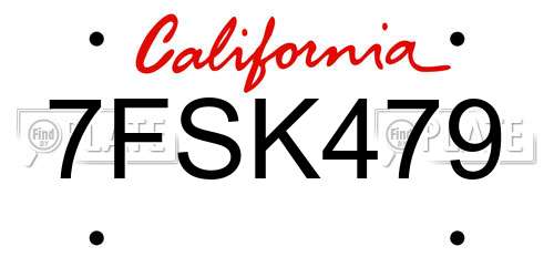 7FSK479 California License Plate