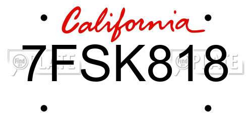 7FSK818 California License Plate