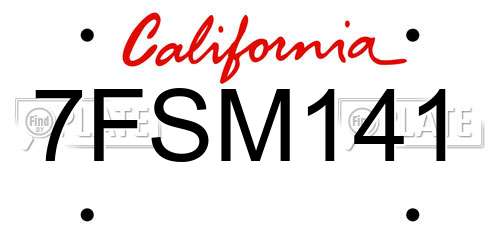 7FSM141 California License Plate