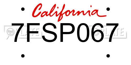7FSP067 California License Plate