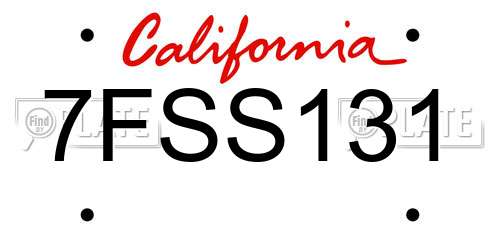 7FSS131 California License Plate