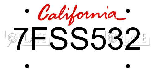 7FSS532 California License Plate