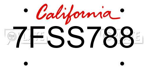 7FSS788 California License Plate