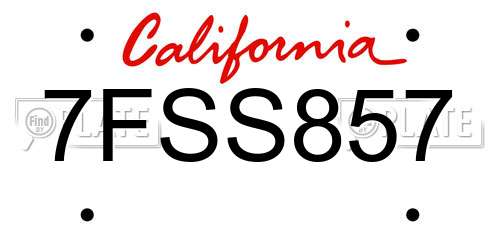 7FSS857 California License Plate
